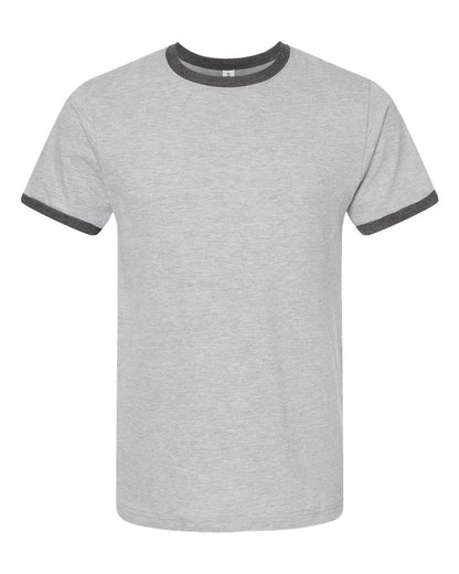 Tultex Fine Jersey Ringer T-Shirt 246 #color_Heather Grey/ Heather Charcoal