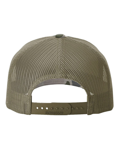 Richardson Five-Panel Printed Trucker Cap 112PFP #color_Marsh Duck Camo/ Loden