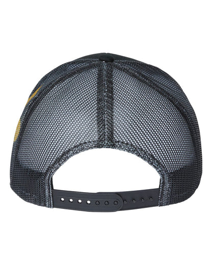 Kati Printed Mesh Trucker Cap S700M #color_Black/ Black/ Fleur De Lis
