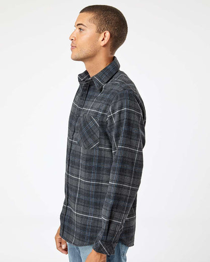 Burnside Men's Open Pocket Flannel Shirt 8212 #colormdl_Charcoal/ Blue