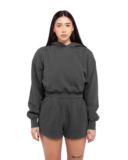 Shaka Wear Women's Garment-Dye Crop Hooded Sweatshirt SHGWC #colormdl_Shadow