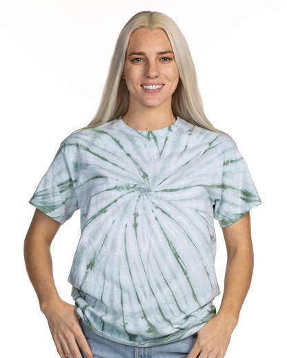 Dyenomite Cyclone Pinwheel Tie-Dyed T-Shirt 200CY #colormdl_Moss