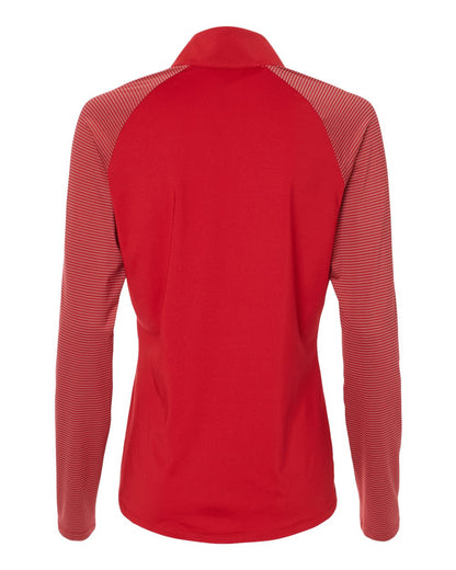 Adidas Women's Stripe Block Quarter-Zip Pullover A521 #color_Team Power Red