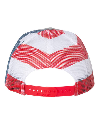 Richardson Printed Mesh Trucker Cap 112PM #color_Heather Grey/ Stars &amp; Stripes