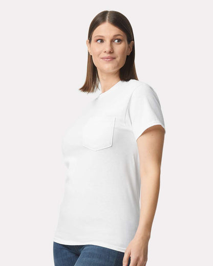 Gildan Unisex Ultra Cotton® Pocket T-Shirt 2300 #colormdl_White