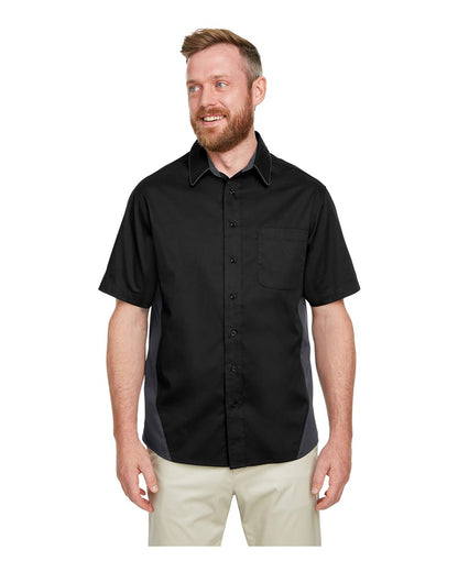 Harriton Men's Tall Flash IL Colorblock Shirt M586T #colormdl_Black/ Dark Charcoal