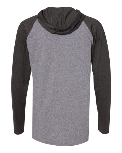 LAT Men's Fine Jersey Hooded Long Sleeve Raglan T-Shirt 6917 #color_Granite Heather/ Vintage Smoke/ Black