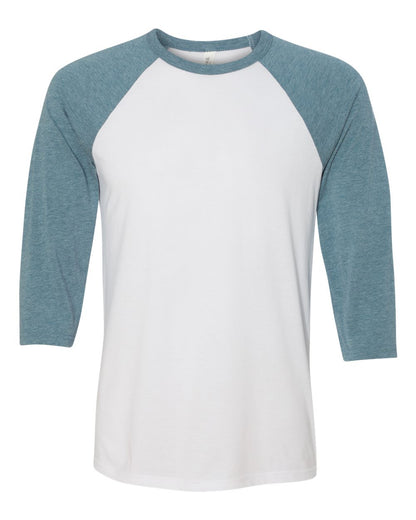 BELLA + CANVAS Three-Quarter Sleeve Baseball Tee 3200 #color_White/ Denim