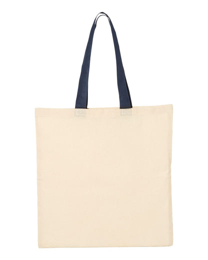 Q-Tees Economical Tote with Contrast-Color Handles QTB6000 #color_Natural/ Navy