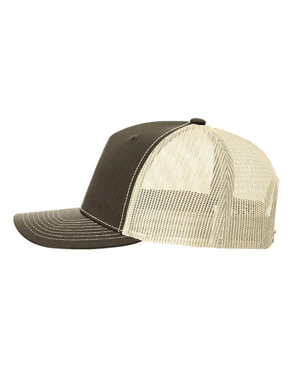 Richardson Five-Panel Trucker Cap 112FP #color_Chocolate Chip/ Birch