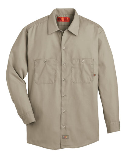 Dickies Men's Tall Industrial Long Sleeve Work Shirt L535T #color_Desert Sand