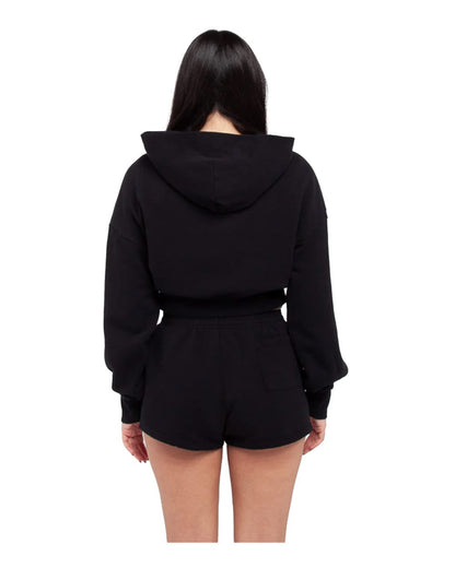 Shaka Wear Women's Garment-Dye Crop Hooded Sweatshirt SHGWC #colormdl_Black