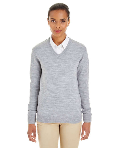 Harriton Women's Pilbloc V-Neck Sweater M420W #colormdl_Grey Heather