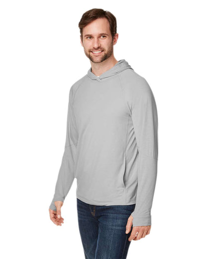 North End Unisex JAQ Stretch Performance Hooded Long Sleeve T-Shirt NE105 #colormdl_Platinum