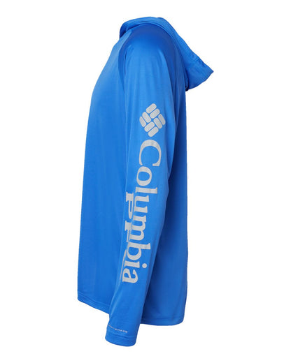 Columbia Unisex PFG Terminal Tackle™ Hooded Long Sleeve T-Shirt 212482 #color_Vivid Blue/ Cool Grey