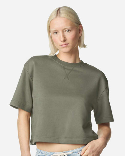 American Apparel Women's French Terry Mid-Length Boxy Top FTCB0 #colormdl_Lieutenant