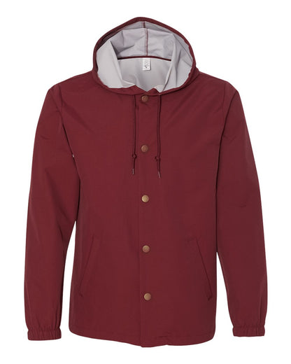 Independent Trading Co. Men's Water-Resistant Hooded Windbreaker EXP95NB #color_Cardinal