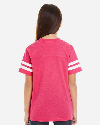LAT Youth Football Fine Jersey Tee 6137 #colormdl_Vintage Hot Pink/ White