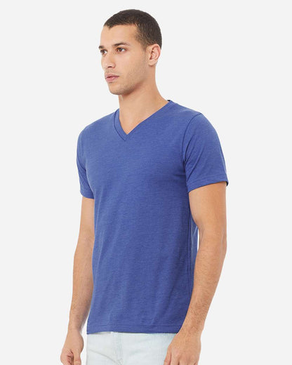 BELLA + CANVAS Unisex Heather CVC V-Neck Tee 3005CVC #colormdl_Heather True Royal