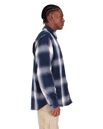 Shaka Wear Men's Plaid Flannel Overshirt SHHFS #colormdl_Cream/ Navy
