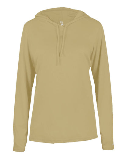 Badger Women's B-Core Long Sleeve Hooded T-Shirt 4165 #color_Vegas Gold