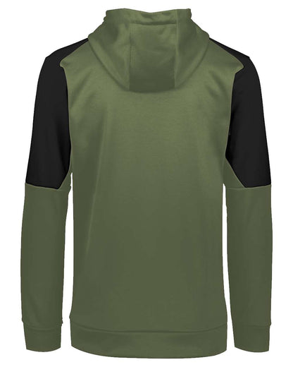Holloway Unisex Blue Chip Hooded Sweatshirt 222540 #color_Olive/ Black