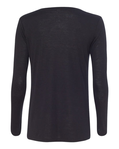 BELLA + CANVAS Women's Flowy Long Sleeve V-Neck Tee 8855 #color_Black