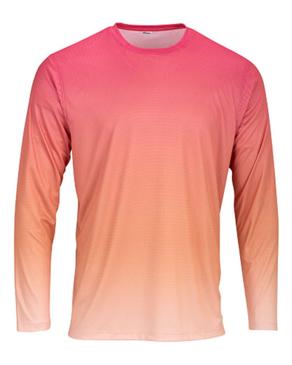 Paragon Unisex Barbados Performance Pin Dot Long Sleeve T-Shirt 225 #color_Red/ Light Orange