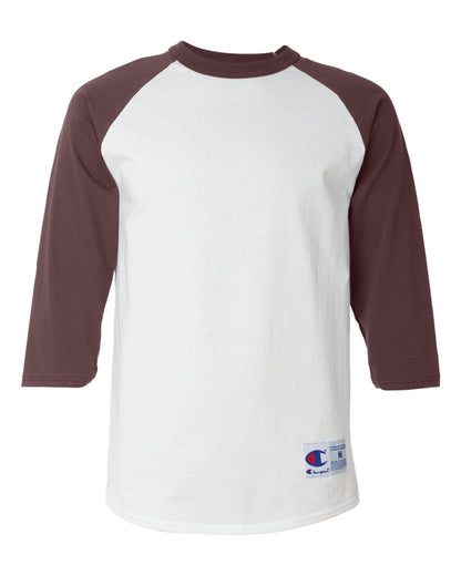 Champion Unisex Raglan Sleeve Baseball T-Shirt T137 #color_White/ Maroon