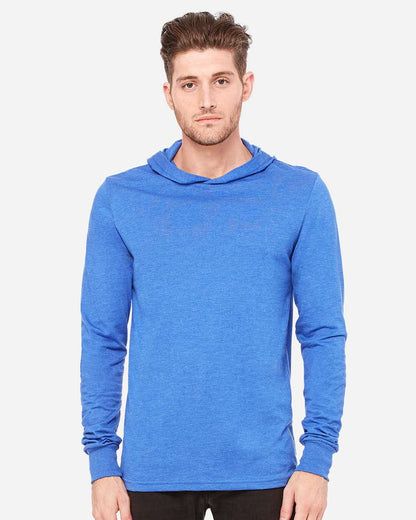 BELLA + CANVAS Unisex Jersey Hooded Long Sleeve Tee 3512 #colormdl_Heather True Royal