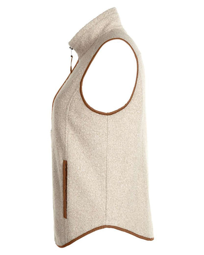 North End Women's Aura Sweater Fleece Vest NE714W #color_Oatmeal Heather/ Teak