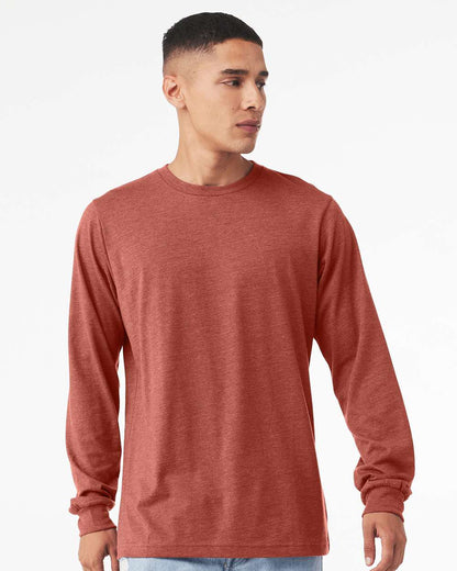 BELLA + CANVAS Heather CVC Long Sleeve Tee 3501CVC #colormdl_Heather Clay