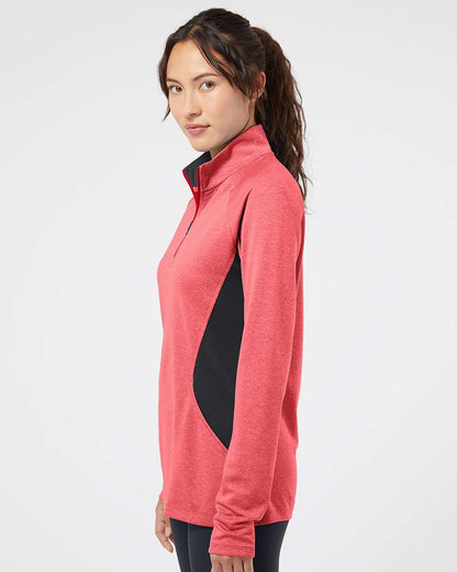 Adidas Women's Lightweight Quarter-Zip Pullover A281 #colormdl_Power Red Heather/ Carbon