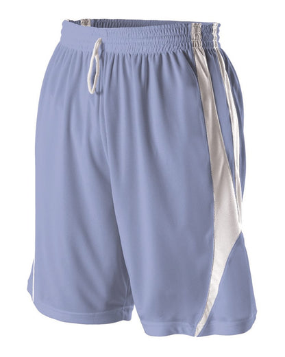 Alleson Athletic Reversible Basketball Shorts 54MMP #color_Columbia Blue/ White