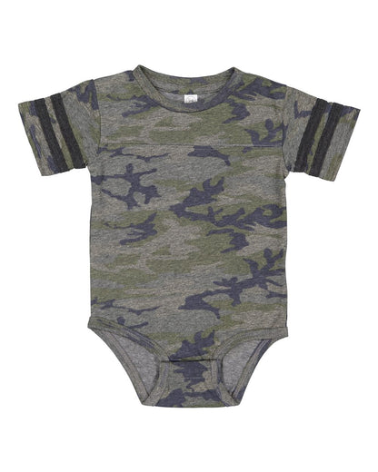 Rabbit Skins Infant Football Fine Jersey Bodysuit 4437 #color_Vintage Camo/ Vintage Smoke