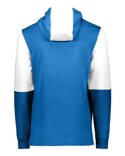 Holloway Youth All-American Team Fleece Colorblocked Hooded Sweatshirt 222681 #color_Royal Heather/ White