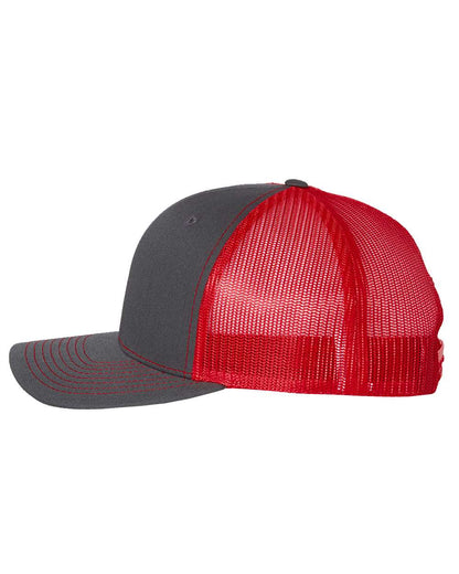 Richardson Snapback Trucker Cap 112 #color_Charcoal/ Red