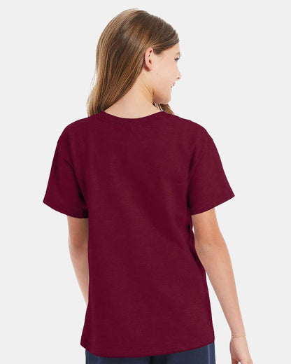 Hanes Essential-T Youth T-Shirt 5480 #colormdl_Athletic Cardinal