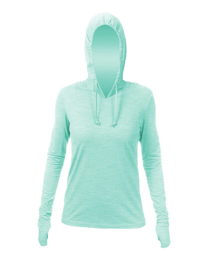 ANETIK Women's Breeze Tech Hooded Long Sleeve T-Shirt WSBRZH0 #color_Seafoam Heathered