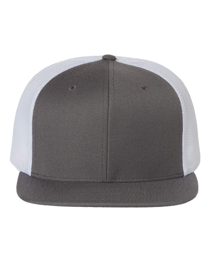 Richardson Wool Blend Flat Bill Trucker Cap 511 #color_Charcoal/ White