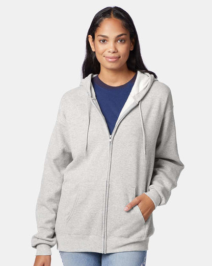 Hanes Unisex EcoSmart® Full-Zip Hooded Sweatshirt P180 #colormdl_Ash