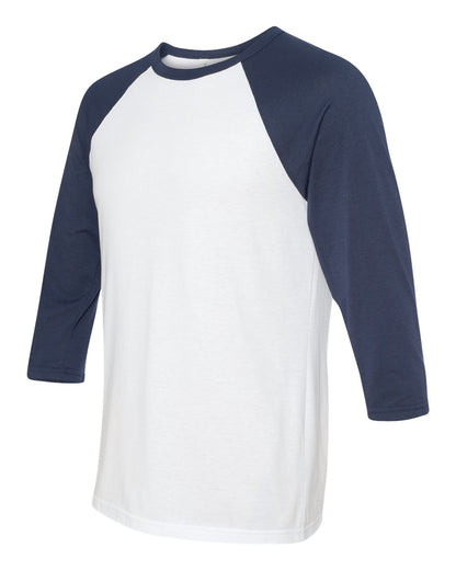 BELLA + CANVAS Three-Quarter Sleeve Baseball Tee 3200 #color_White/ Navy