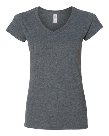 Gildan Women's Softstyle® V-Neck T-Shirt 64V00L #color_Dark Heather
