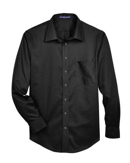 Devon & Jones Men's Tall Crown Collection® Solid Stretch Twill Woven Dress Shirt DG530T #color_Black