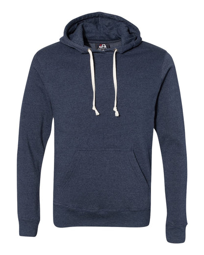 J. America Men's Triblend Fleece Hooded Sweatshirt 8871 #color_True Navy Triblend