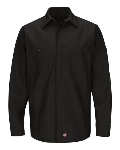 Red Kap Men's Tall Long Sleeve Automotive Crew Shirt SY10T #color_Black