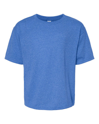 M&O Youth Gold Soft Touch T-Shirt 4850 #color_Heather Royal