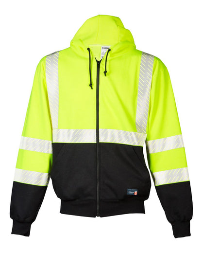 Kishigo Unisex FR Full-Zip Hooded Sweatshirt F507 #color_Lime