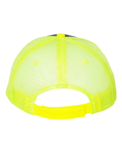 Valucap Sandwich Trucker Cap S102 #color_Charcoal/ Neon Yellow