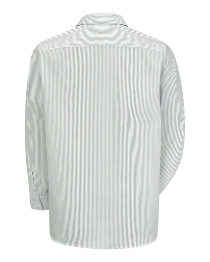 Red Kap Men's Tall Premium Long Sleeve Work Shirt SP10T #color_GW-White/ Green Stripe